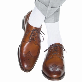 White Solid Ribbed Cotton Sock Linked Toe OTC