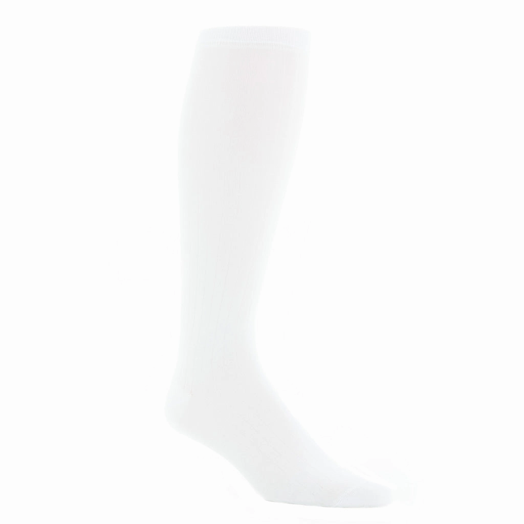 White Solid Ribbed Cotton Sock Linked Toe OTC