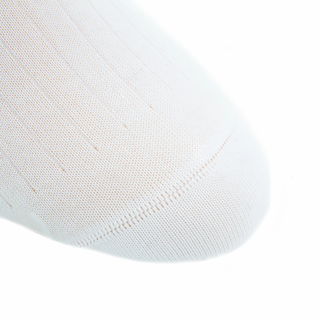 White Solid Ribbed Cotton Sock Linked Toe OTC