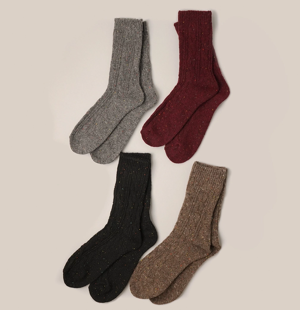 Women's Cable Knitted Wool Blend Crew Length Socks - Final Sale