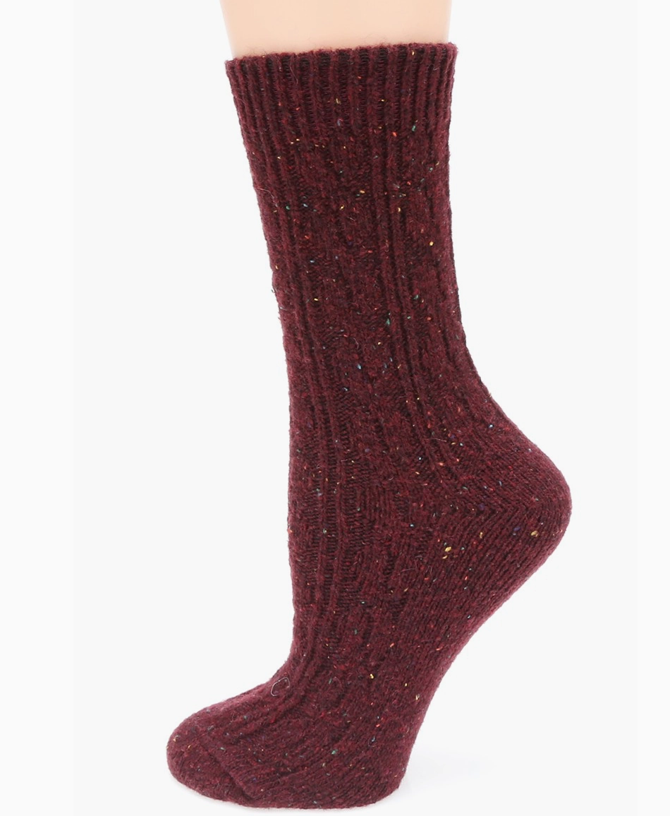Women's Cable Knitted Wool Blend Crew Length Socks - Final Sale
